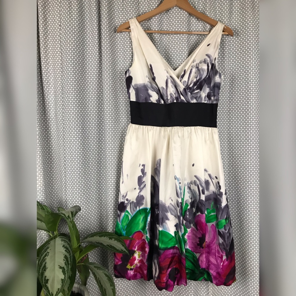 Suzi Chin Empire Waist Spring Watercolor Dress 6